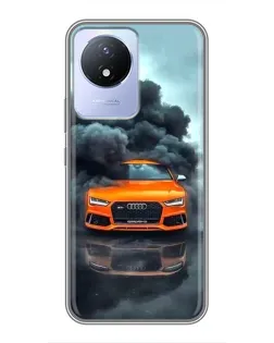 Чехол для Vivo Y02 с картинкой «Audi в облаках дыма»