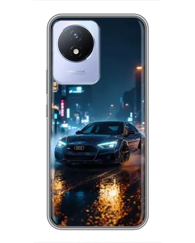 Чехол для Vivo Y02 с картинкой «Ночной город и Audi»