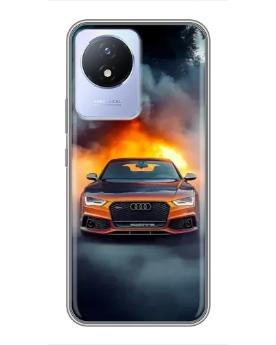 Чехол для Vivo Y02 с картинкой «Audi в огненном дыму»