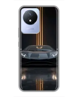 Чохол для Vivo Y02 з картинкою «Lamborghini золоті лінії»