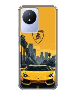 Чехол для Vivo Y02 с картинкой «Желтый Lamborghini город» Чехол для Vivo Y02 с картинкой «Желтый Lamborghini город»