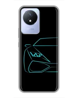 Чехол для Vivo Y02 с картинкой «Голубой силуэт Lamborghini» Чехол для Vivo Y02 с картинкой «Голубой силуэт Lamborghini»
