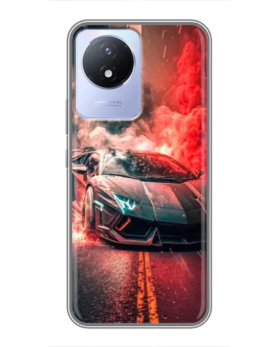 Чехол для Vivo Y02 с картинкой «Lamborghini красный дым»