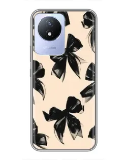 Чехол для Vivo Y02 с картинкой «Паттерн черные банты»