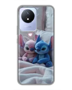 Чехол для Vivo Y02 с картинкой «Плюшевые Стич Ангел»