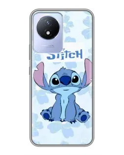 Чехол для Vivo Y02 с картинкой «Stitch среди цветов»