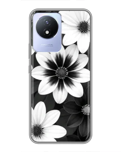 Чехол для Vivo Y02 с картинкой «Монохромные астры»
