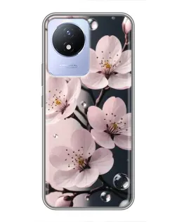 Чехол для Vivo Y02 с картинкой «Нежная сакура и капли»