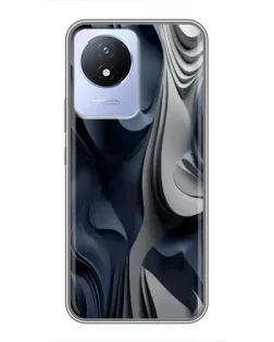 Чехол для Vivo Y02 с картинкой «Объемные синие складки»