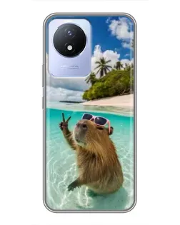 Чохол для Vivo Y02 з картинкою «Капібара на морі»
