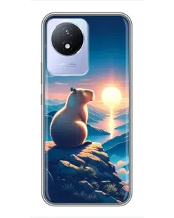 Чохол для Vivo Y02 з картинкою «Захід сонця з капібарою»