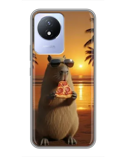 Чехол для Vivo Y02 с картинкой «Капибара с пиццей» Чехол для Vivo Y02 с картинкой «Капибара с пиццей»