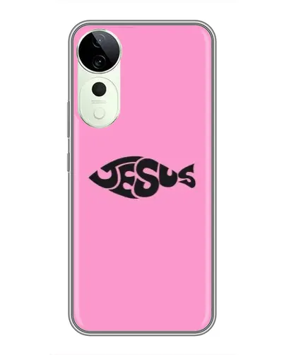 Чехол для Vivo Y04s с картинкой «Розовый символ  Jesus»