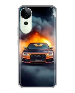 Чехол для Vivo Y04s с картинкой «Audi в огненном дыму» Чехол для Vivo Y04s с картинкой «Audi в огненном дыму»