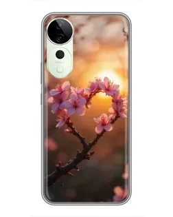 Чохол для Vivo Y04s з картинкою «Рожевий цвіт сердечко на тлі заходу» Чохол для Vivo Y04s з картинкою «Рожевий цвіт сердечко на тлі заходу»