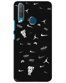 Чехол для Vivo Y15 с картинкой «Nike Black Pattern»