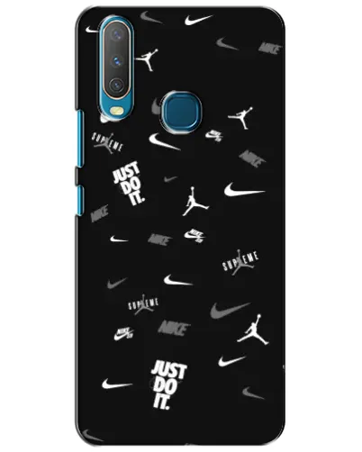 Чехол для Vivo Y15 с картинкой «Nike Black Pattern»