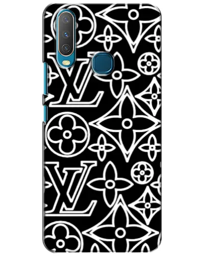 Чехол для Vivo Y15 с картинкой «Черно-белый узор LV»