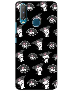 Чехол для Vivo Y15 с картинкой «Черный паттерн Kuromi»