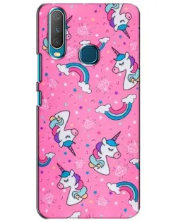 Чехол для Vivo Y15 с картинкой «Unicorn паттерн розовый»