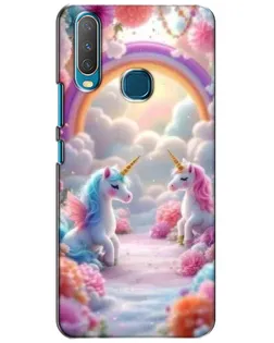 Чехол для Vivo Y15 с картинкой «Радуга и единороги»