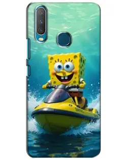 Чехол для Vivo Y15 с картинкой «Спанч Боб на гидроцикле»