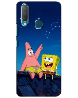 Чехол для Vivo Y15 с картинкой «Губка Боб и Патрик ночью»