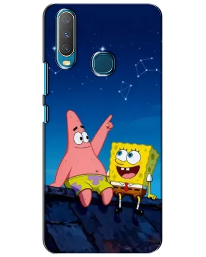 Чехол для Vivo Y15 с картинкой «Губка Боб и Патрик ночью»