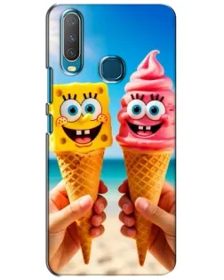 Чехол для Vivo Y15 с картинкой «Спанч Боб мороженое»