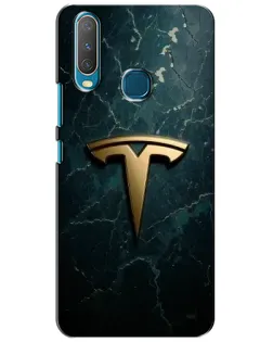 Чехол для Vivo Y15 с картинкой «Мраморная Tesla Gold»