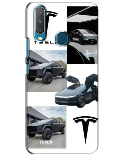 Чехол для Vivo Y15 с картинкой «Коллаж Cybertruck Tesla»