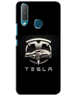 Чехол для Vivo Y15 с картинкой «Tesla — серебристое авто»