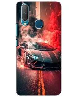 Чехол для Vivo Y15 с картинкой «Lamborghini красный дым»