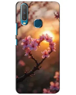Чехол для Vivo Y15 с картинкой «Розовый цвет сердце на фоне заката» Чехол для Vivo Y15 с картинкой «Розовый цвет сердце на фоне заката»