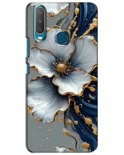 Чехол для Vivo Y15 с картинкой «Белый цветок и золотой флюид» Чехол для Vivo Y15 с картинкой «Белый цветок и золотой флюид»