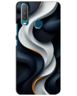 Чехол для Vivo Y15 с картинкой «Объемные черно-белые ленты»
