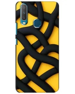 Чехол для Vivo Y15 с картинкой «Черное желтое переплетение»