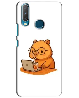 Чехол для Vivo Y15 с картинкой «Капибара с ноутбуком»
