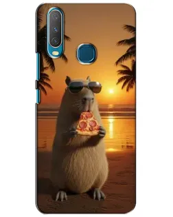 Чехол для Vivo Y15 с картинкой «Капибара с пиццей»