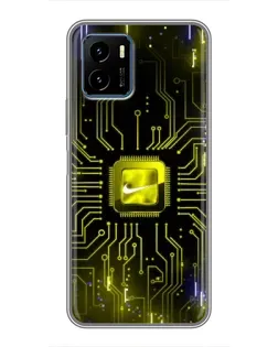 Чехол для Vivo Y15s с картинкой «Nike — золотая искра»