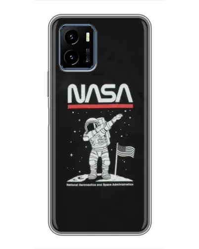 Чехол для Vivo Y15s с картинкой «NASA — шагаем по Луне»