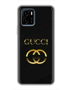 Чехол для Vivo Y15s с картинкой «Золотой логотип Gucci»