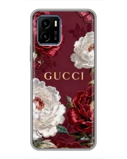 Чехол для Vivo Y15s с картинкой «Gucci — бордовые розы»