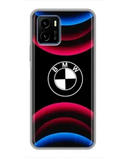 Чехол для Vivo Y15s с картинкой «Логотип BMW и неоновые дуги»