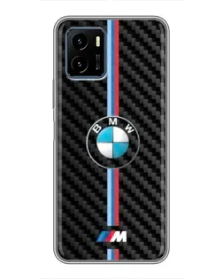 Чехол для Vivo Y15s с картинкой «Эмблема BMW и карбон»