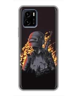 Чехол для Vivo Y15s с картинкой «PUBG — огненный силуэт»