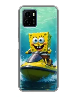 Чехол для Vivo Y15s с картинкой «Спанч Боб на гидроцикле»