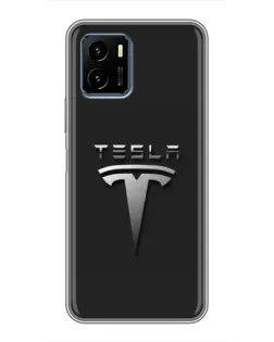 Чехол для Vivo Y15s с картинкой «Стальной логотип Tesla»
