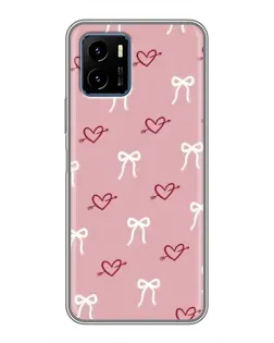 Чехол для Vivo Y15s с картинкой «Сердца и банты»