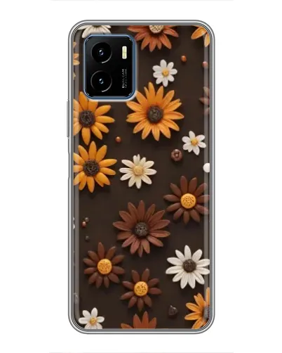 Чехол для Vivo Y15s с картинкой «Узор из маленьких подсолнухов»